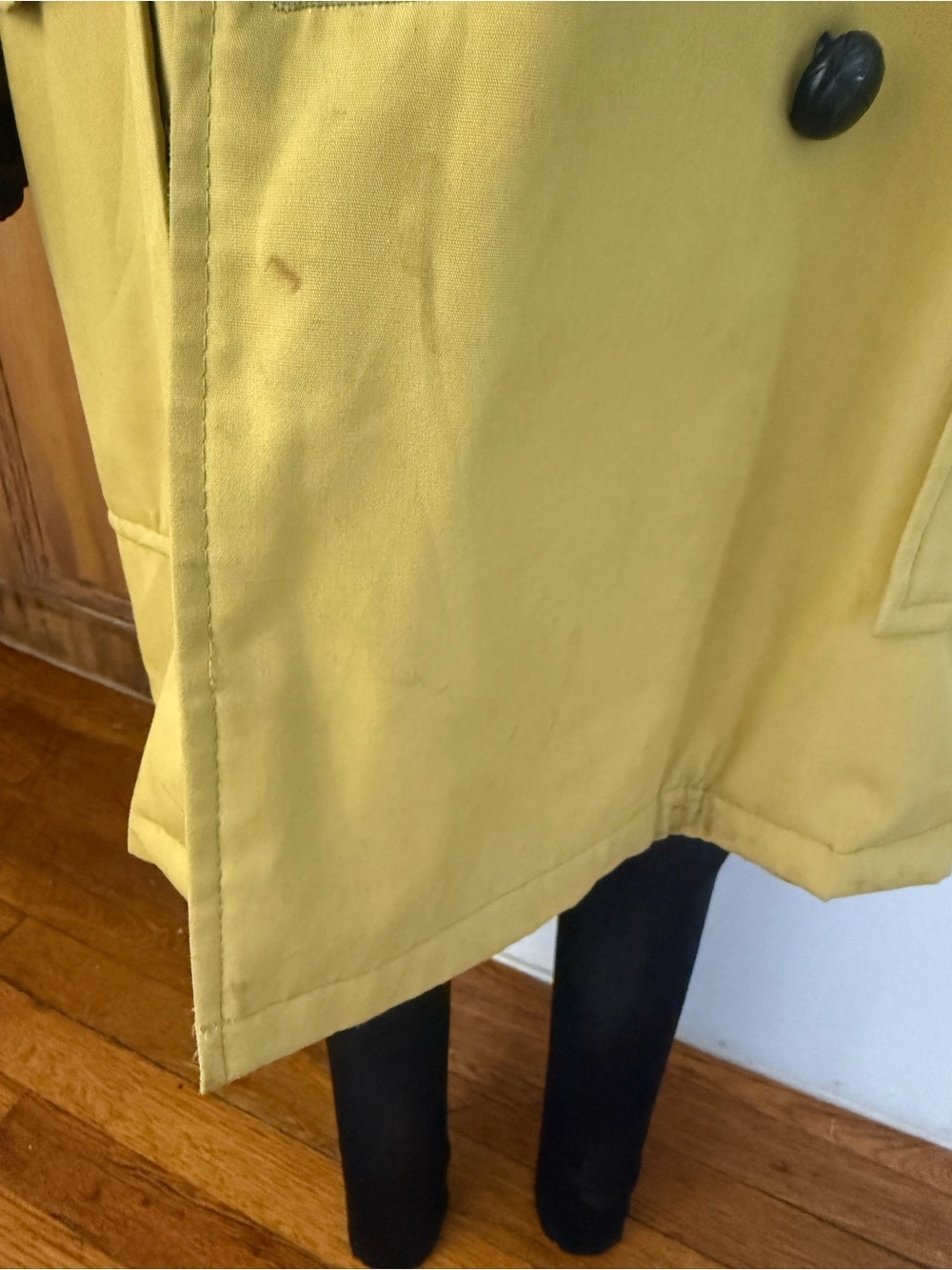 Vintage Cresco Mustard Faux Fur Lined Car Coat Double Breasted Size 38 Medium - Picture 14 of 16